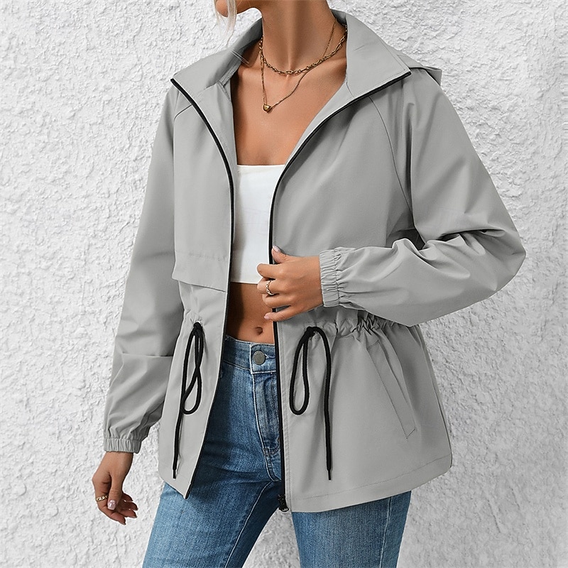 Women's Hiking Jacket Rain Jacket Raincoat Outdoor Waterproof Windproof Hiking Outfits Hiking Clothes Spring Autumn / Fall Top Cotton Camping / Hiking / Caving Running Solid Color Black White Coffee4