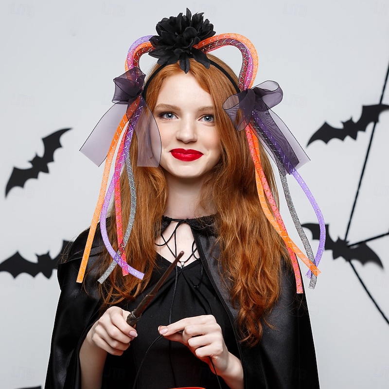 Halloween Mesh Cat Ear Headband, Spooky Ghost Festival Party Hair Clip, Fun Braid Accessory, Halloween Costume Hairband2