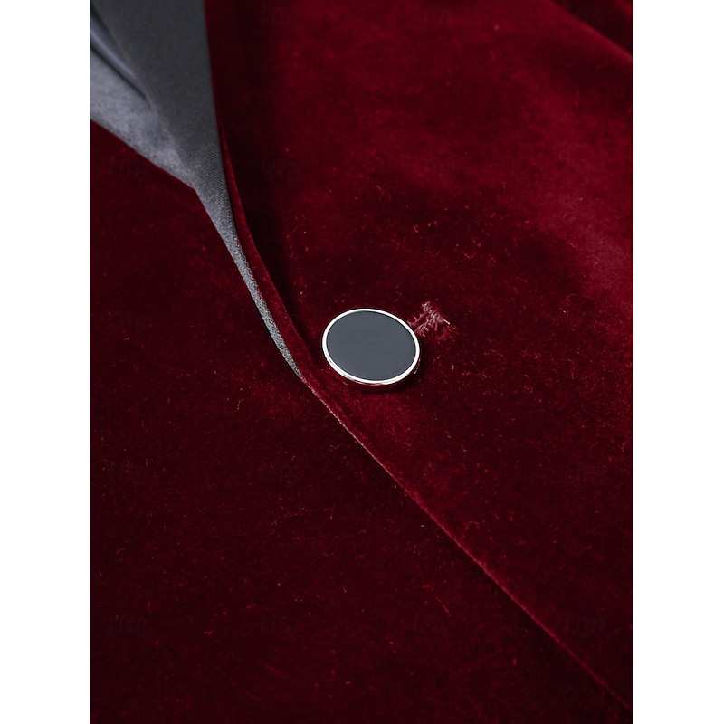 Men's Velvet Blazer Jacket Party Tuxedos Warm Vintage Fall Winter Solid Color Pocket Classic Single Breasted One-button Blazer Black Red Blue Green3