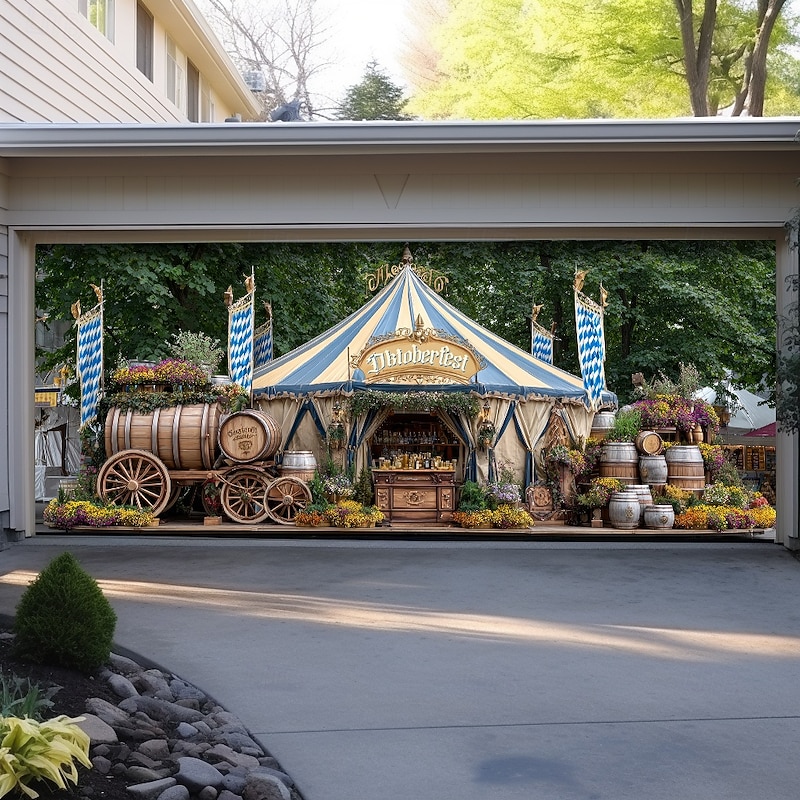 Oktoberfest Outdoor Garage Door Cover Banner Beautiful Large Backdrop Decoration for Outdoor Garage Door Home Wall Decorations Event Party Parade2