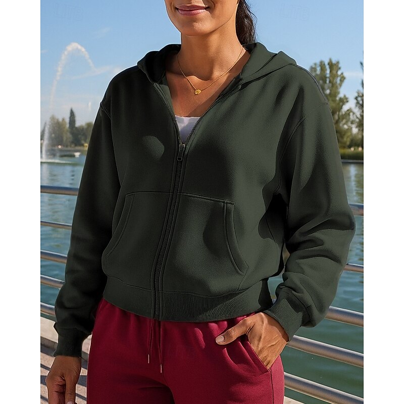 Women's Running Jacket Outdoor Jacket Full Zip Long Sleeve Outerwear Athletic Solid Colored Cotton Sun Protection Lightweight Breathable Tennis Golf Running Sportswear Activewear Dark Grey Dark4