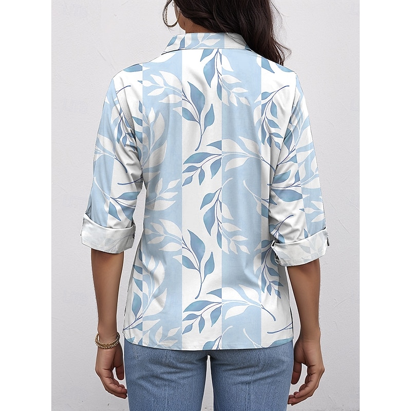 Women's Shirt Button Down Tunic Shirt Collar Long Sleeve Floral Graphic Daily Stylish Casual Regular Tops Daily Holiday s Print Yellow Blue Purple Green Spring2