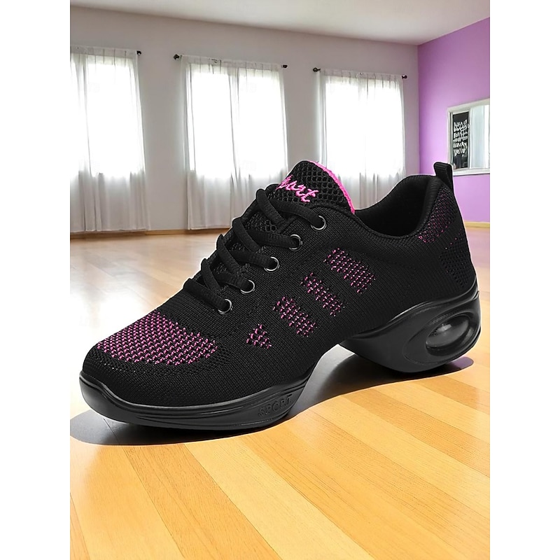 Women's Black Jazz Dance Sneakers - Lightweight Breathable Professional Shoes for Hip-Hop, Zumba, and Fitness Training4