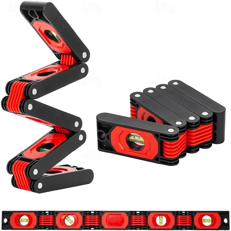 Foldable Multi-Angle Measuring Tool, Magnetic Level Ruler for Woodworking, Precise 45 90 Vertical Measurements, Compact & Space-Saving Design
