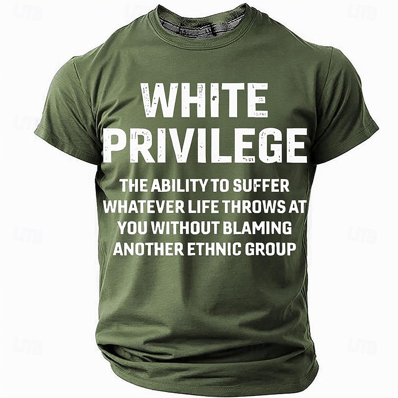 Men's Graphic T-Shirt: 'White Privilege' Redefined Statement Short Sleeve Top2