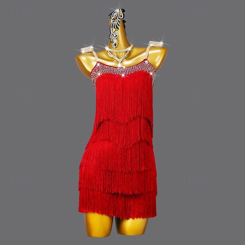 Latin Dance Dress Tassel Women's Performance  Clothes Sleeveless Rumba Salsa Chacha Stage Dancewear Costume