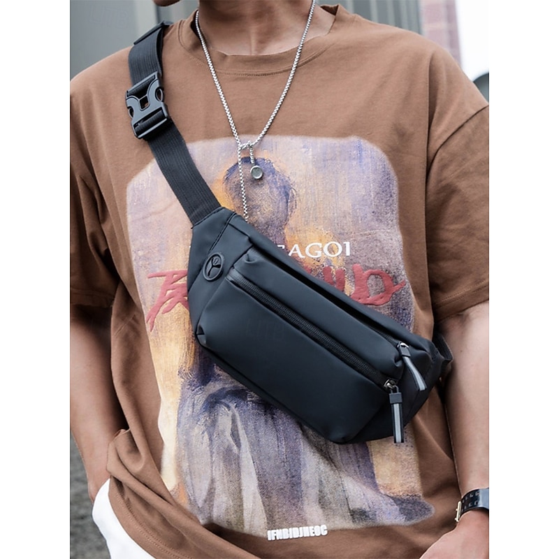 Men's Waterproof Fanny Bag Waist Bag with Reflective Strips - Anti-scratch Chest Bag, Can be worn as a Crossbody Bag, Suitable for Daily Commuting, Travel and Outdoor Activities3