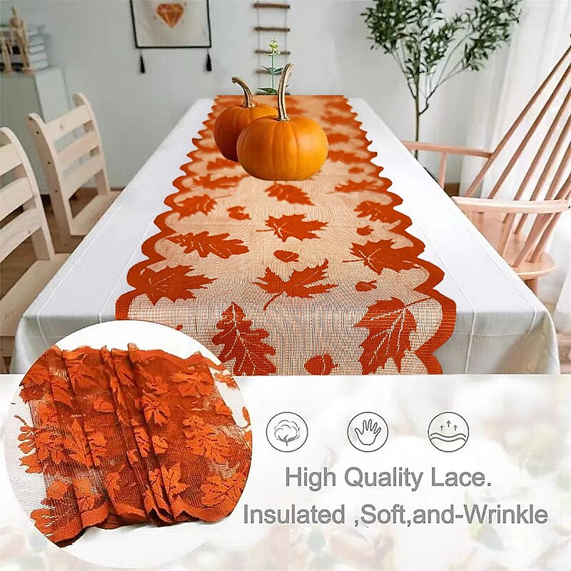 Thanksgiving Decor Fall Table Runner Fireplace Scarf Thanksgiving Decorations Maple Leaves Pumpkin Table Runner Fall Decor for Thanksgiving Door Decorations Autumn Harvest Festive Party Seasonal Decor2