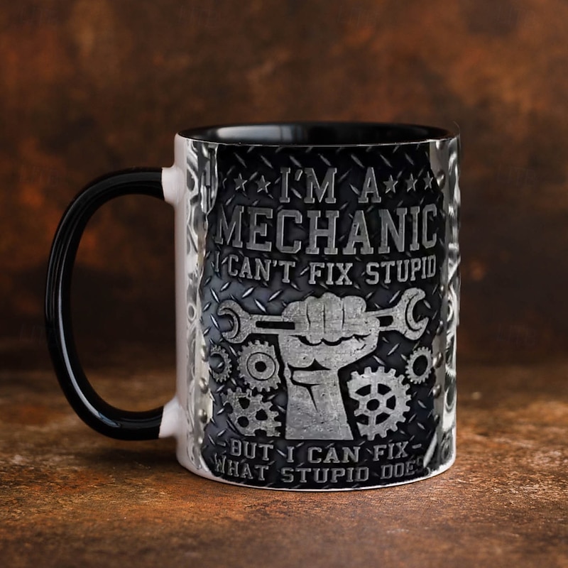 Manly Tools 3D Ceramic Coffee Mug, 330ml/12oz Novelty Cup for Men, Funny Boyfriend Gift Mug, Masculine Tool-Themed Coffee Cup for Husband, Dad, Garage or Office3
