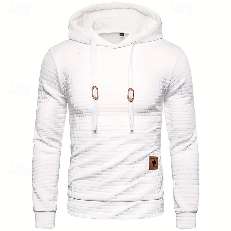 Men's Waffle Sweatshirt Hoodie White Army Green Khaki Hooded Plain Drawstring Casual Daily Sports Polyester Cool Designer Sportswear Fall & Winter Clothing Apparel Hoodies Sweatshirts  Long Sleeve