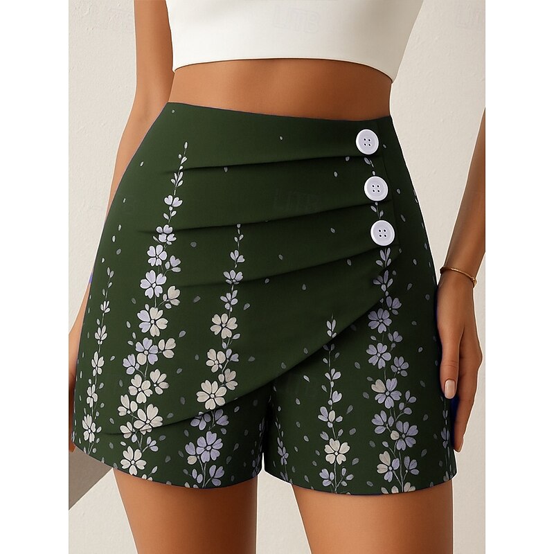 Women's Chinos Shorts Elegant Vacation Vintage Short High Waist Floral Graphic Layered Quick Dry Comfortable Breathable Micro-elastic Outdoor Street Daily Black Navy Blue Purple Green Summer Spring4