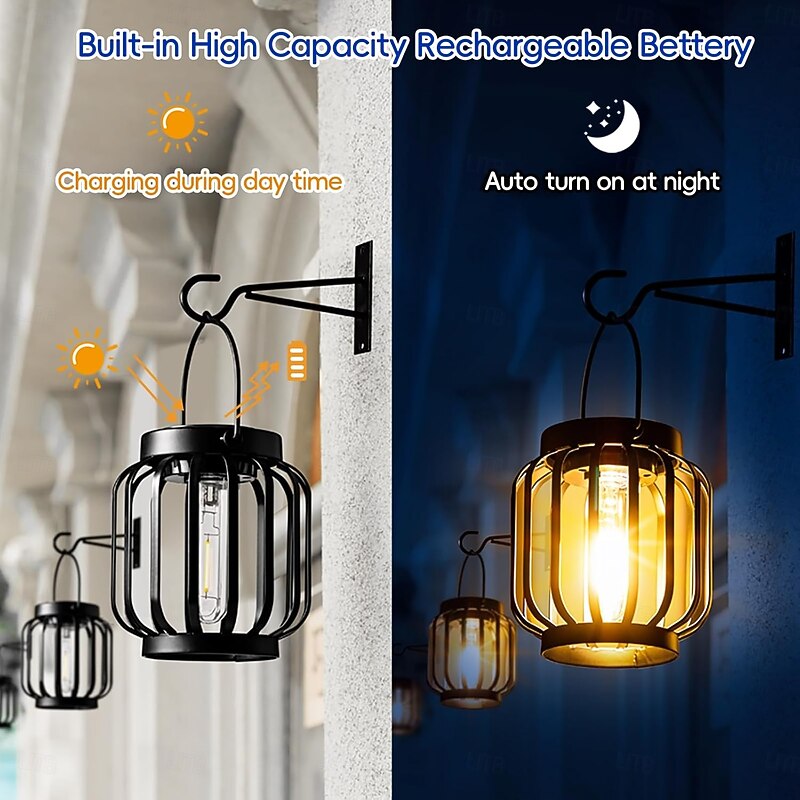 Solar Lanterns Metal Solar Lights Outdoor Waterproof Hanging Outdoor Lanterns Decorative Outdoor Lighting for Outside Patio Garden Yard Pathway Porch2