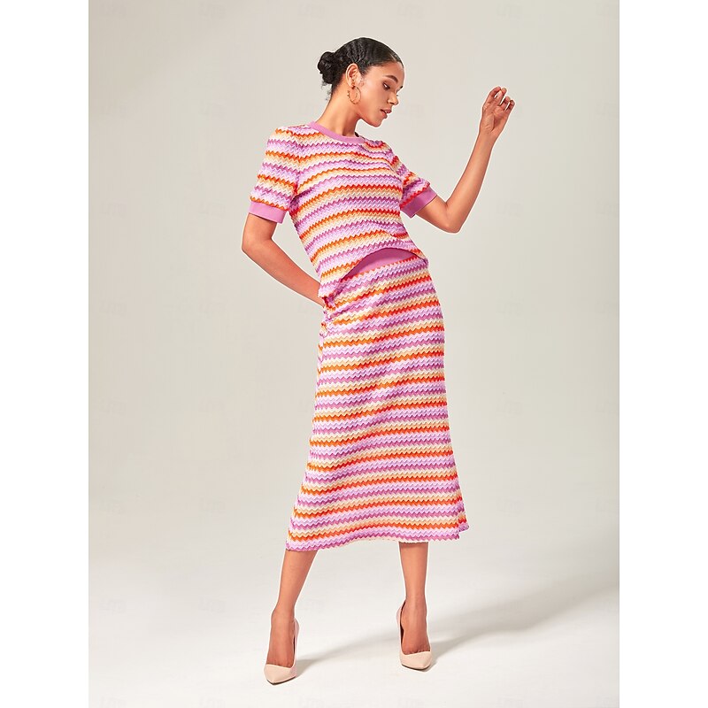 Orange Stretch Color Block Top4