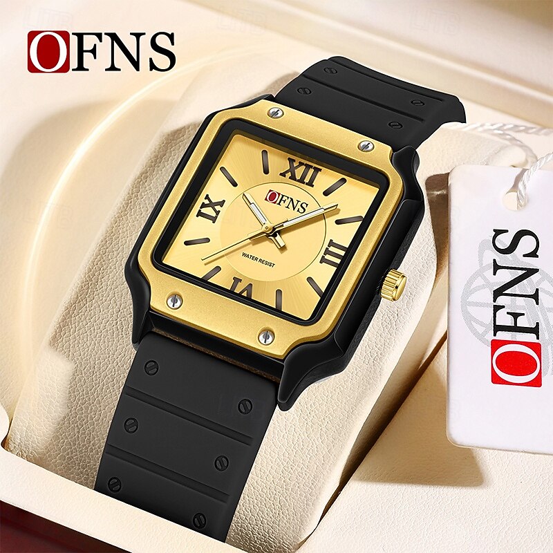 OFNS 7501 Women's and Men Quartz Watch Fashion Creative Square Dial Waterproof Roman Scale Women's Fashion Quartz Watch2