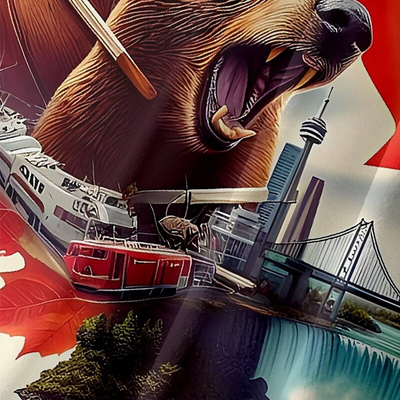 Canada Day Men's Flag Maple Leaf Beaver Shirt Summer Shirt Button Up Shirt Short Sleeve Fashion Casual Holiday Summer Spring Turndown 3D Print Collared Shirts Front One Pocket Blue3