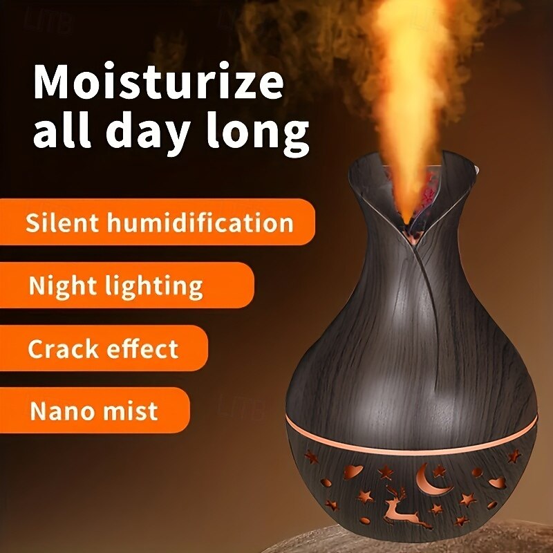 1pc USB Portable Humidifier with Essential Oil Diffuser  Quiet Operation Auto Shut-Off 7 Color Lights Nightlight for Home & Office Use - Plastic Material2