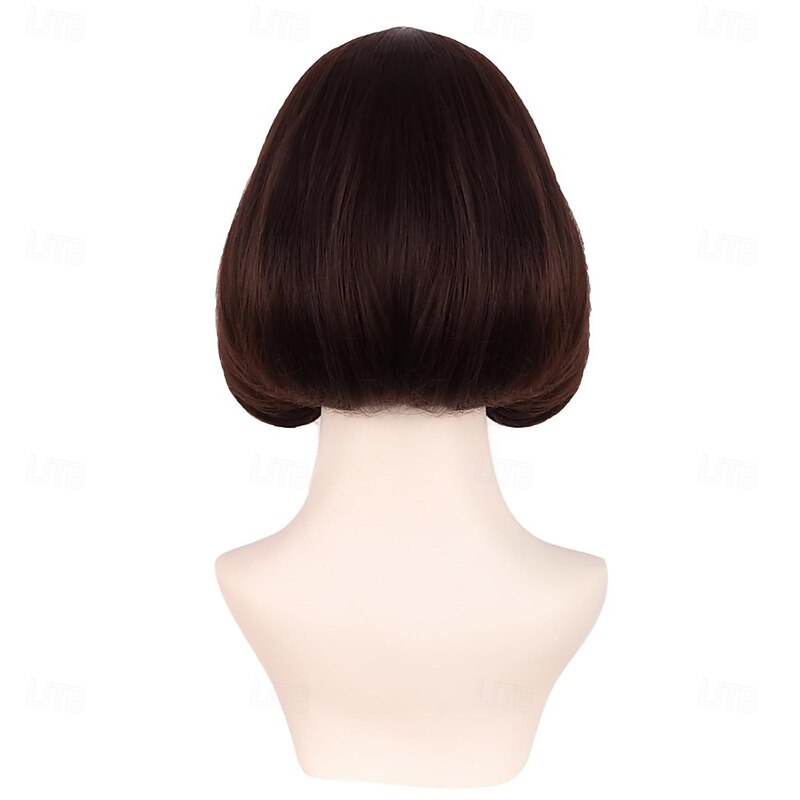 Short Brown Curly Wig with Middle Part for Women Princess Cosplay Wig Synthetic Hair Costume for Halloween Party4