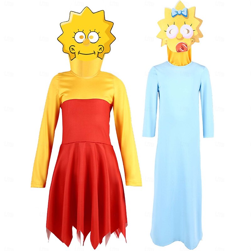Funny Yellow Cartoon Family Marge Homer Bart Outfits Costume Group Costume Cartoon Movie Cosplay for Unisex Kid's Adults' Halloween Carnival World Book Day Performance Educational Dress Up School2