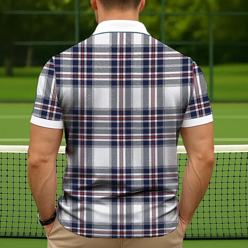 Men's Color Block Polo Short Sleeve Turndown Business Casual Daily Sports & Outdoor Athleisure Casual Daily Pocket Buttons Summer Robin's Egg Blue ash-colored3