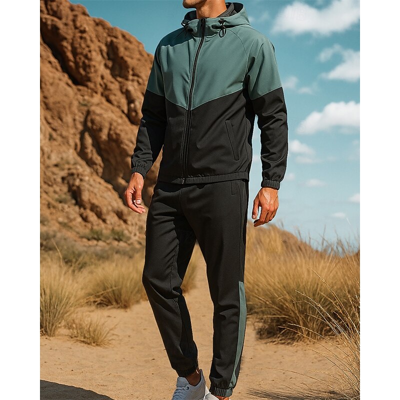 Men's Hiking Jacket Sport Jacket rain coat Outdoor Waterproof Quick Dry Lightweight Breathable Hiking Outfits Hiking Clothes Spring Autumn / Fall Jacket Classic Rain Suits Jacket and Pant Tennis Golf