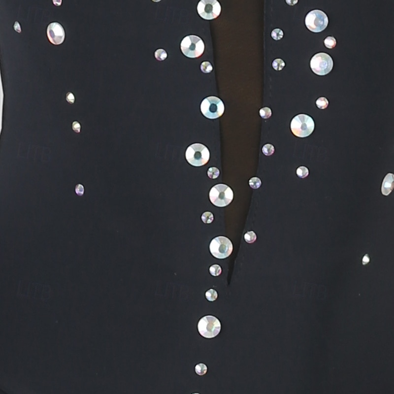 Latin Dance Dress Splicing Crystals / Rhinestones Women's Performance Training Long Sleeve Chinlon Mesh Spandex4