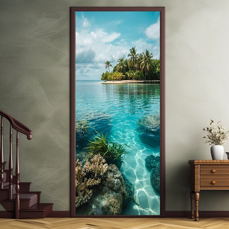 Landscape Ocean Beach Door Decorations Door Covers Door Tapestry Door Curtain Decoration Backdrop Indoor/Outdoor Door Banner for Front Door Farmhouse3