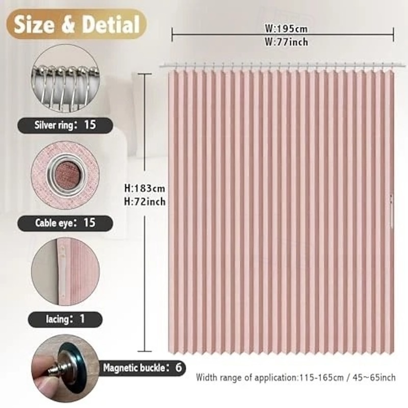 Foldable Magnetic Shower Curtain, 230g Waterproof & Mildew-Resistant Faux Linen Bathroom Curtain3