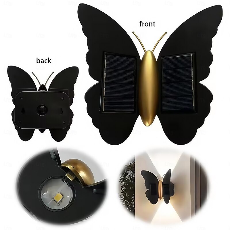 Butterfly Solar Wall Light Outdoor Wall Lantern Motion Sensor Outside Yard Lamp Auto On/Off LED Induction Lamp for Fence Patio  1PC3