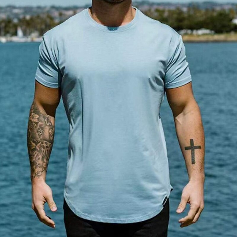 Men's T Shirt Tee Short Sleeve Shirt Tee Top Short Sleeve Crew Neck Summer Plain Fashion Designer Basic Classic Vacation Street Going out Dark purple Black White Top Tee for Men