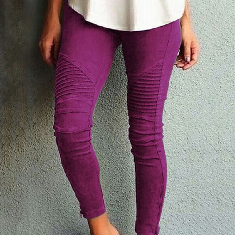 Women's Slacks Pants Trousers Cozy Leggings Streetwear Casual Full Length Natural Plain Pocket Elastic Waist Comfy Outdoor Comfortable Outdoor Holiday Daily Wear Black Blue Fuchsia Green Summer2