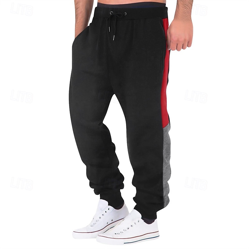 Men's Athletic Pants Sweatpants Joggers Trousers Pocket Elastic Waist Drawstring Color Block Comfort Sports Outdoor Daily Fashion Casual Black Light Grey Micro-elastic4
