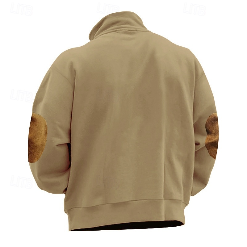 Men's Sweatshirt Quarter Zip Sweatshirt Black Wine Camel Light Grey Dark Gray Half Zip Color Block Sports & Outdoor Daily Holiday Polyester Streetwear Basic Casual Spring Autumn / Fall Clothing3