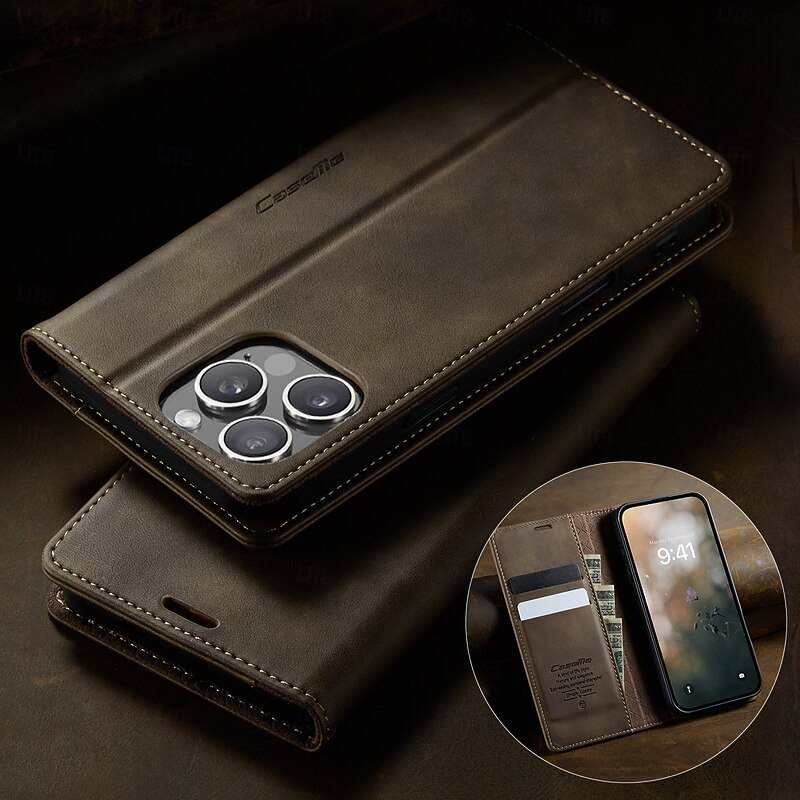 Phone Case For iPhone 17 Air iPhone 16 15 14 Pro Max Plus iPhone 16e iPhone 13 12 11 Pro Max Mini Magnetic Adsorption Wallet Case Flip Cover Magnetic Full Body Protective Kickstand TPU PU Leather2