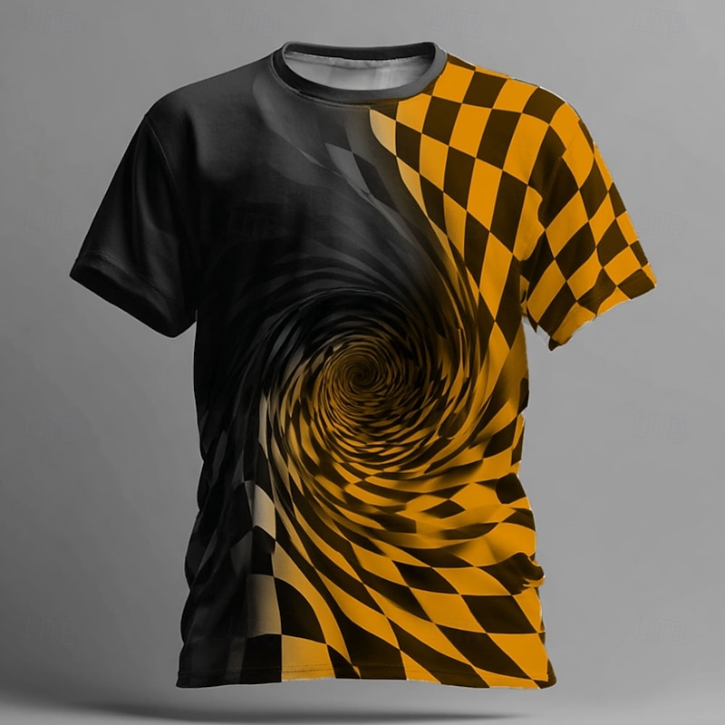 Men's Visual Deception T Shirt Short Sleeve T shirt 3D Print Crew Neck Shirt Exaggerated Designer Party Street Casual White Yellow Blue Summer Spring All Seasons Clothing Apparel S M L XL XXL XXXL4