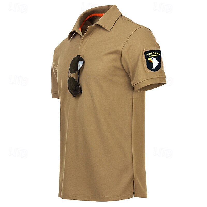 Men's Hiking top Hiking Polo Shirt Short Sleeve Turndown Top Outdoor Quick Dry Lightweight Breathable Polyester Black Army Green Khaki Tennis Golf Running