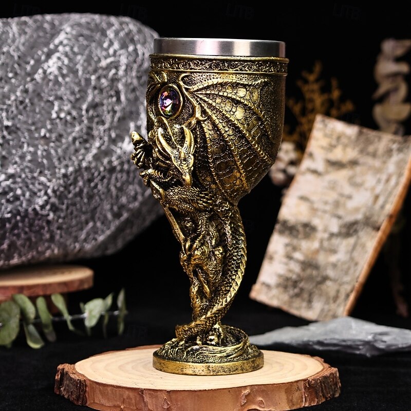 Medieval Mythology Wine Glass,Dragon Warrior  Creative 3D Monster Dragon Stainless Steel Red Wine Goblet4
