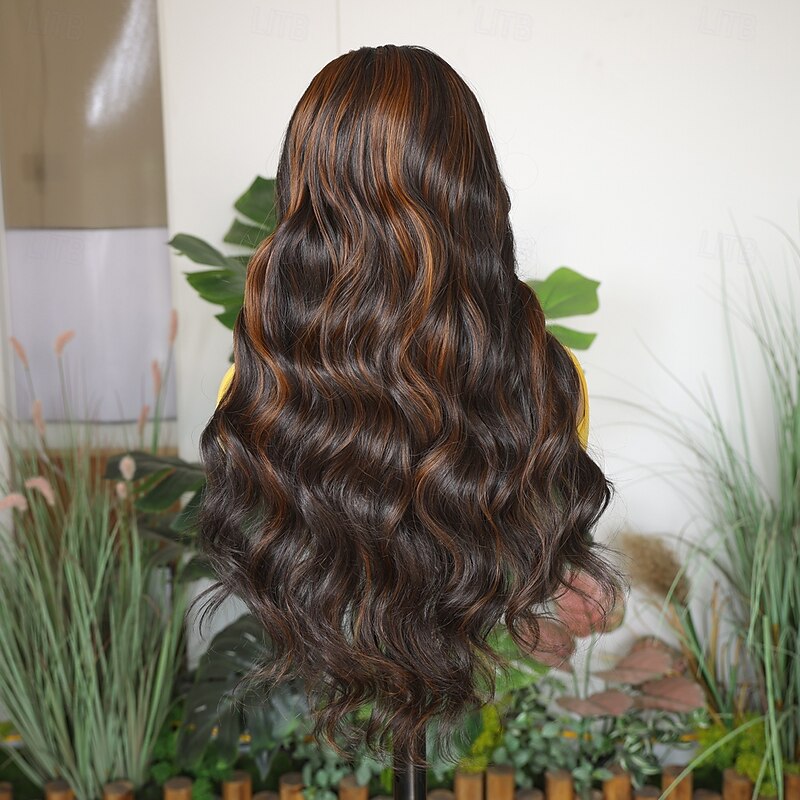 Synthetic Lace Wig Body Wave Style 26 inch Black Middle Part 13x4 Lace Front Wig Women's Wig Dark Brown4