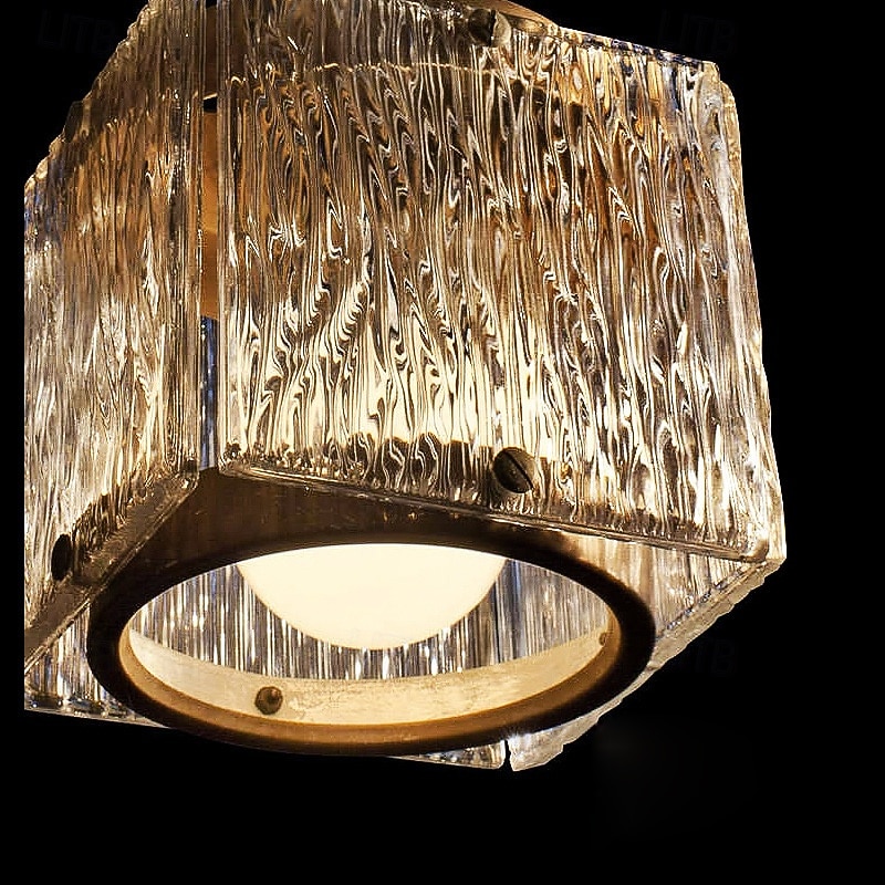 Nordic Striped Glass Lampshade Pendant Lamp Brass Lamp Head Brass Lamp Head Single Head Pendant Lights with Postmodern Style Restaurant Living Room Catwalk Copper Chandelier3