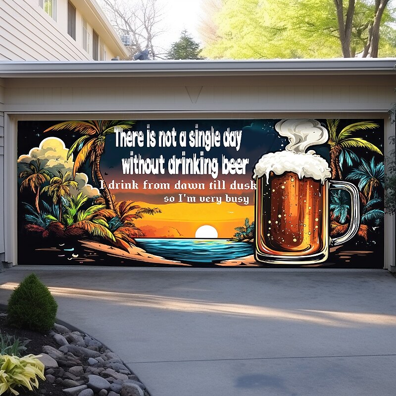 Oktoberfest 2025 Outdoor Garage Door Cover Banner Beer Tropical Beach Large Backdrop Decoration for Holiday Outdoor Garage Door Home Wall Decorations2