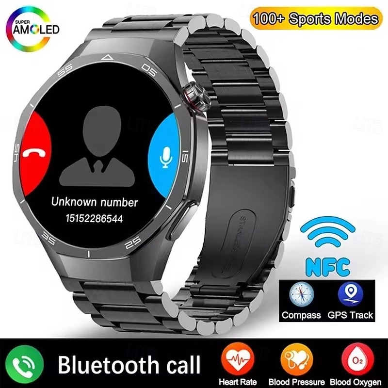C15Pro Smart Watch 1.52 Inch HD AMOLED Screen NFC Tracker Bluetooth Call Health Monitoring Watch