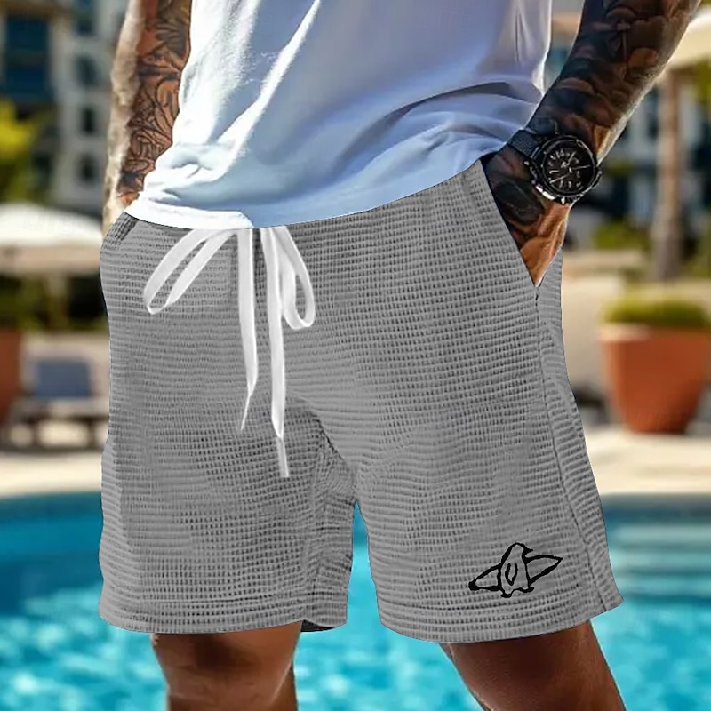 Men's Animal Penguin Sea Creatures Waffle Shorts Sweat Shorts Casual Shorts Mid Waist Fashion Casual Vacation Jogging Workout Elastic Drawstring Waist Shorts with Pockets Designer Clothing Apparel3