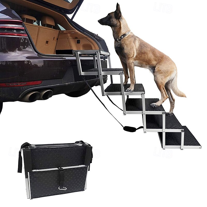 Pet Steps Aluminum Pet Stair Folding Dog Ladder for Trucks, Cars, SUVs & High Bed