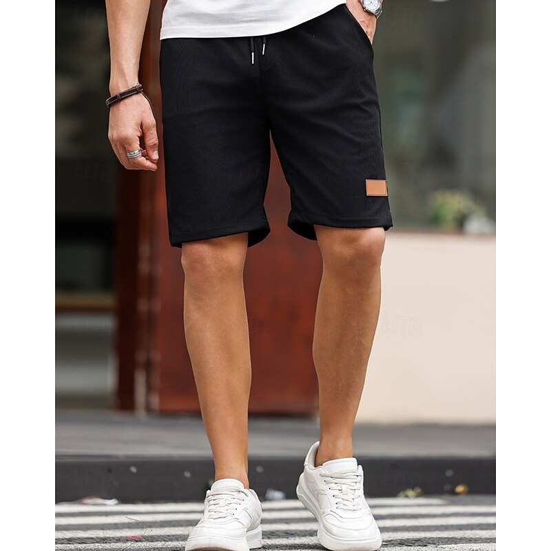 Men's Shorts Summer Shorts Casual Shorts Pocket Drawstring Elastic Waist Plain Comfort Breathable Short Outdoor Vacation Sport Casual Black2