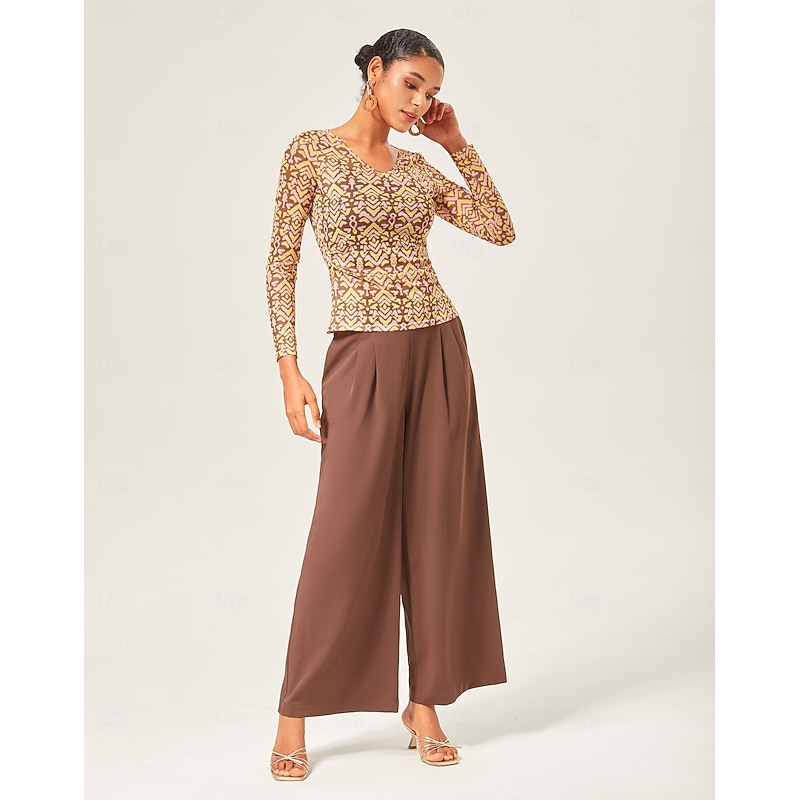 Mocha Brown Slimming Straight-Leg Pants4