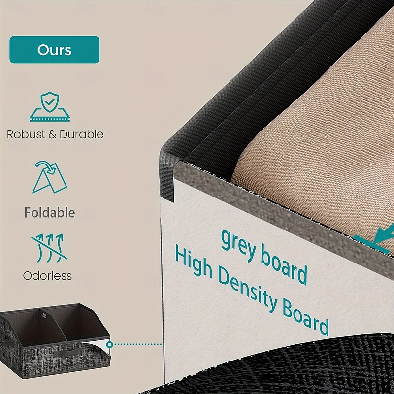 Foldable Clothing Storage Organizer Bag with Dividers,Collapsible Thickened Closet Drawer Box for Underwear and Clothes, Multi-Handle Fabric Storage Bin for Bedroom Wardrobe4