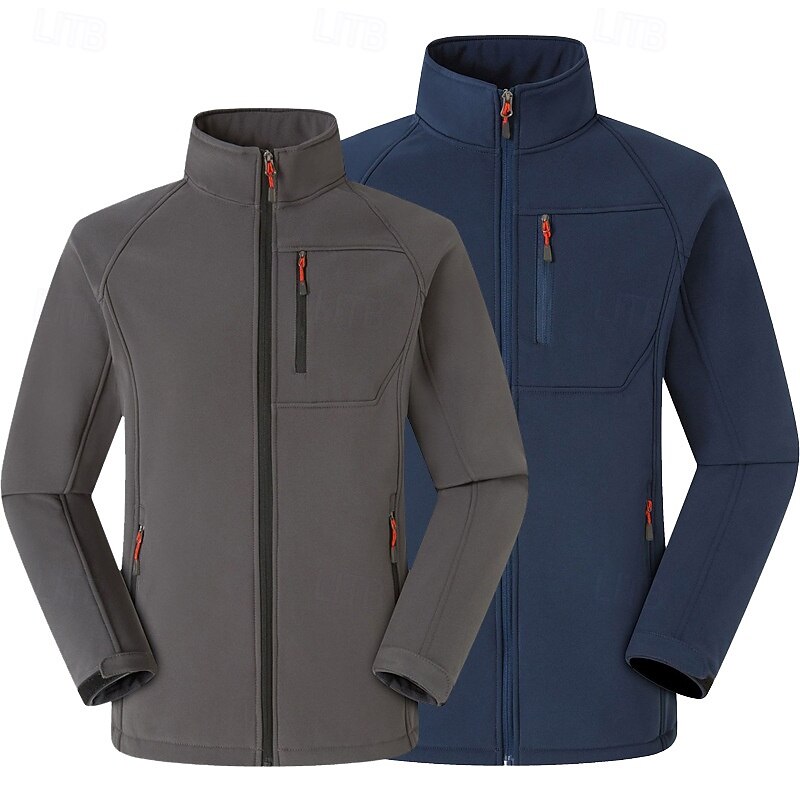 Men's Hiking Jacket Hiking Fleece Jacket Winter Outdoor Thermal Thick Winter Fleece Jacket Black Red Dark Navy Royal Blue Grey