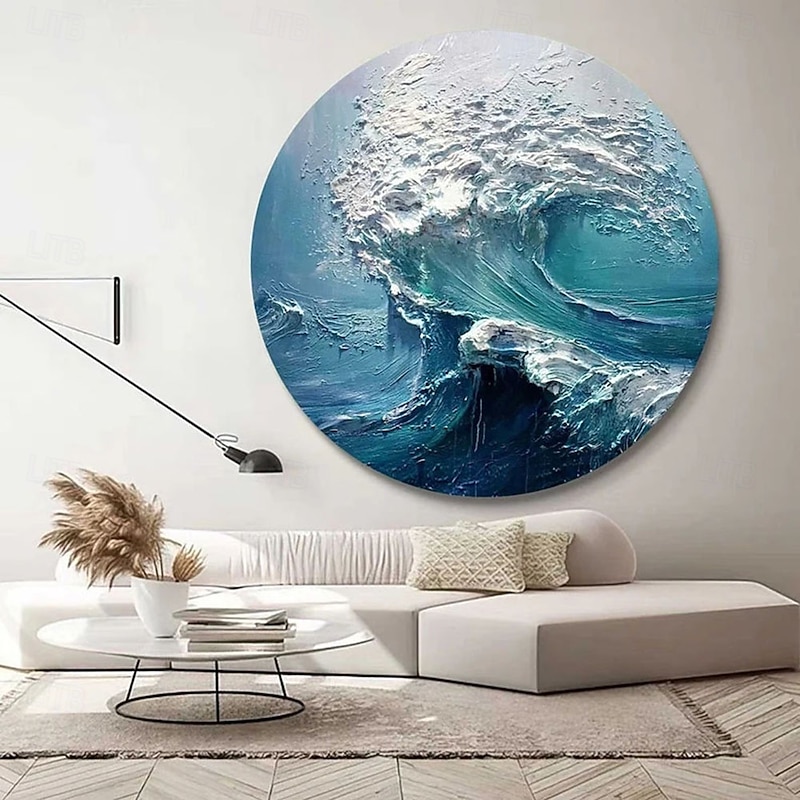 Large Ocean Wave Handmade Oil Painting On Canvas Large Wall Art Abstract Minimalist Painting Blue Sea Wall Art Living Room Decor