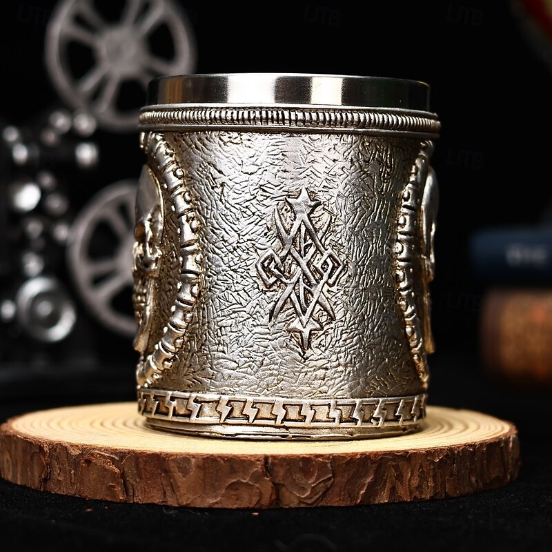 Halloween Skull Beer Mug,Oktoberfest Gift Mug Vintage Stainless Steel Skeleton Coffee Cup, Gothic Skull Water Tumbler, Dark Horror Barware Gift for Men3