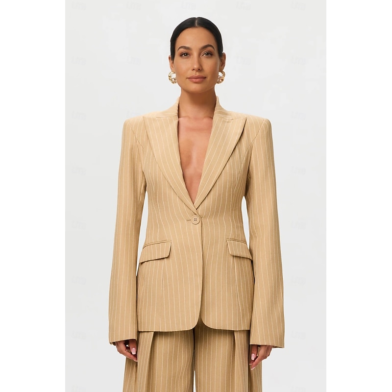 Women's 2 Pieces Suits Formal Wedding Guest Church Elegant Vintage Long Sleeve Floor Length Peak Lapel Single Breasted2