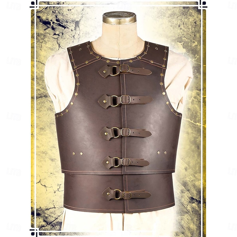 Retro Vintage Medieval Renaissance Armor Chest Guard Knight Ritter Viking Fancy Dress Men's Viking Halloween Carnival Masquerade Party Renaissance Fair LARP Adults' Chest Guard